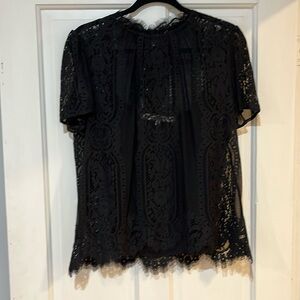 Rebecca Minkoff black lace top. Large
